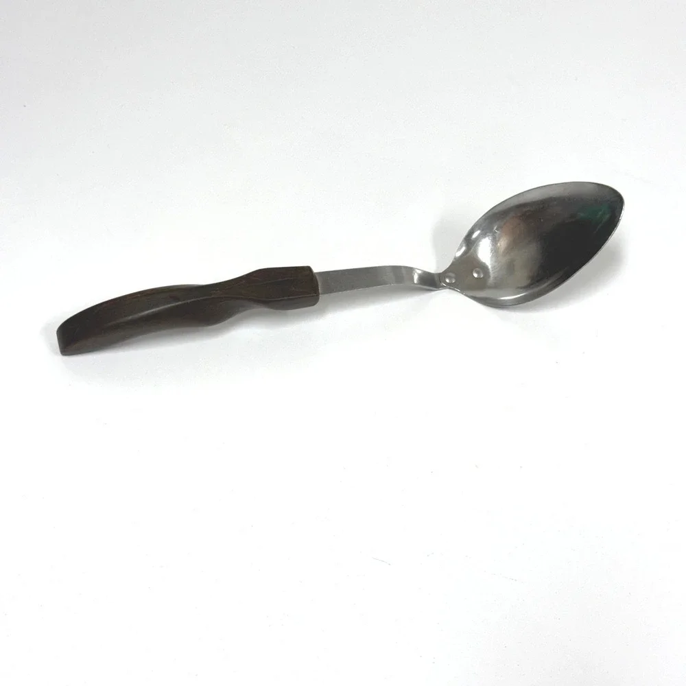 Vtg Cutco No 12 Serving Spoon Stainless Steel Offset Brown Marbled Handle USA
